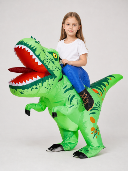 Inflatable T-Rex Dinosaur Costume, Green, One Size
