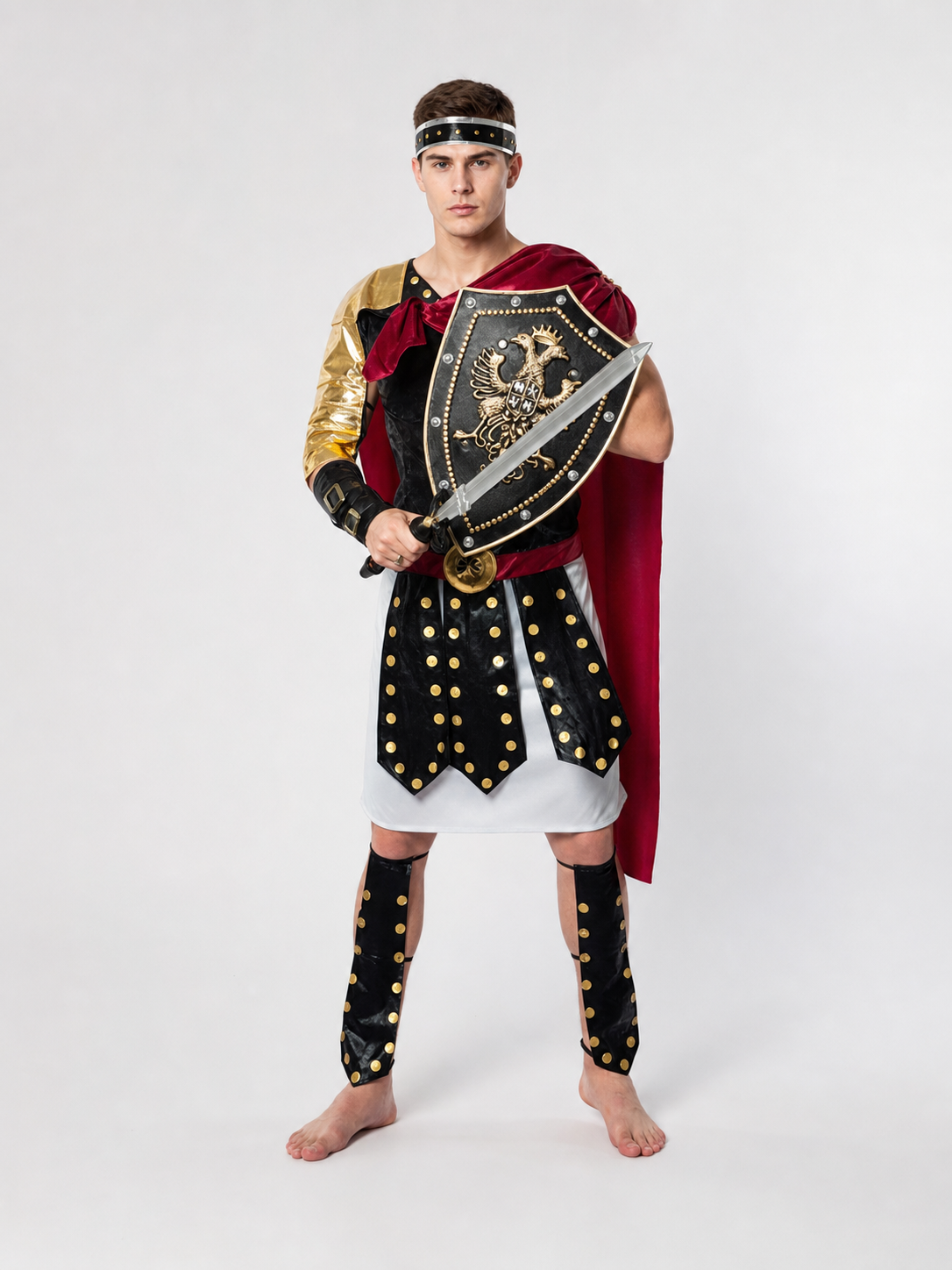 Roman Warrior Costume with Shield and Sword for Cosplay