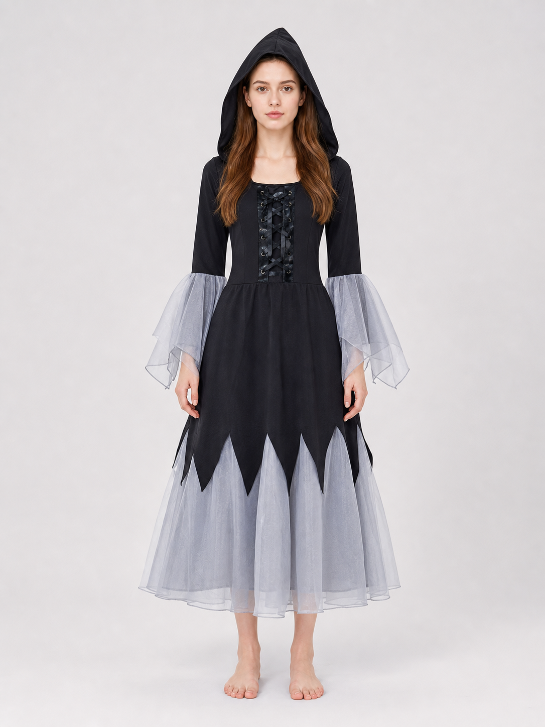 Witch-Style Hooded Costume Dress