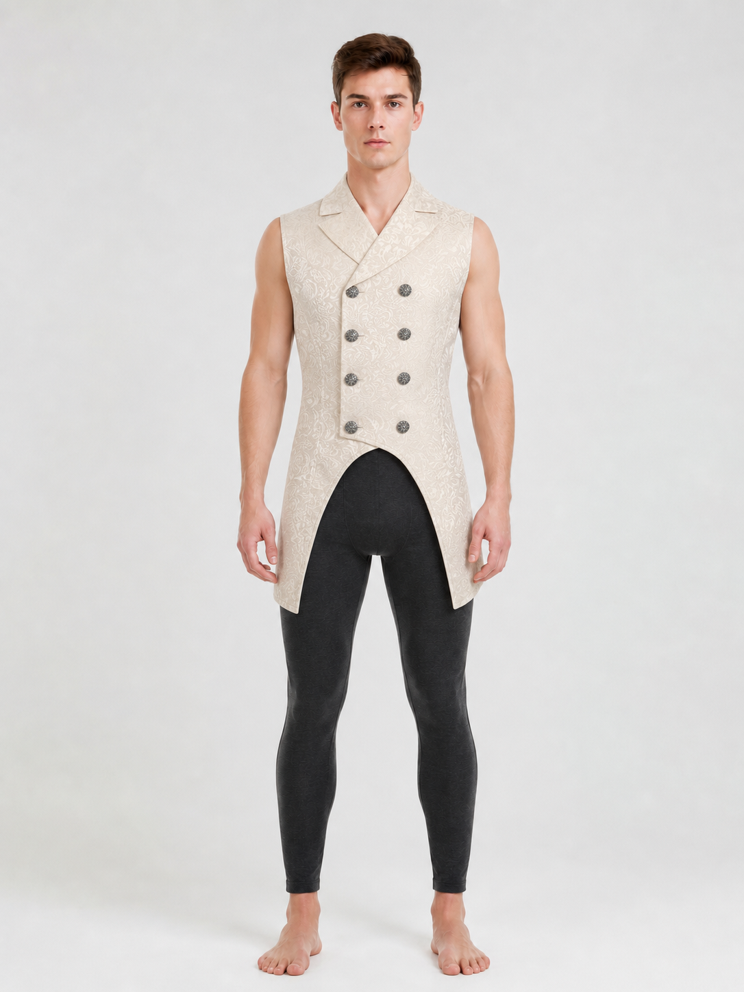 Vintage Longline Vest with Jacquard Pattern