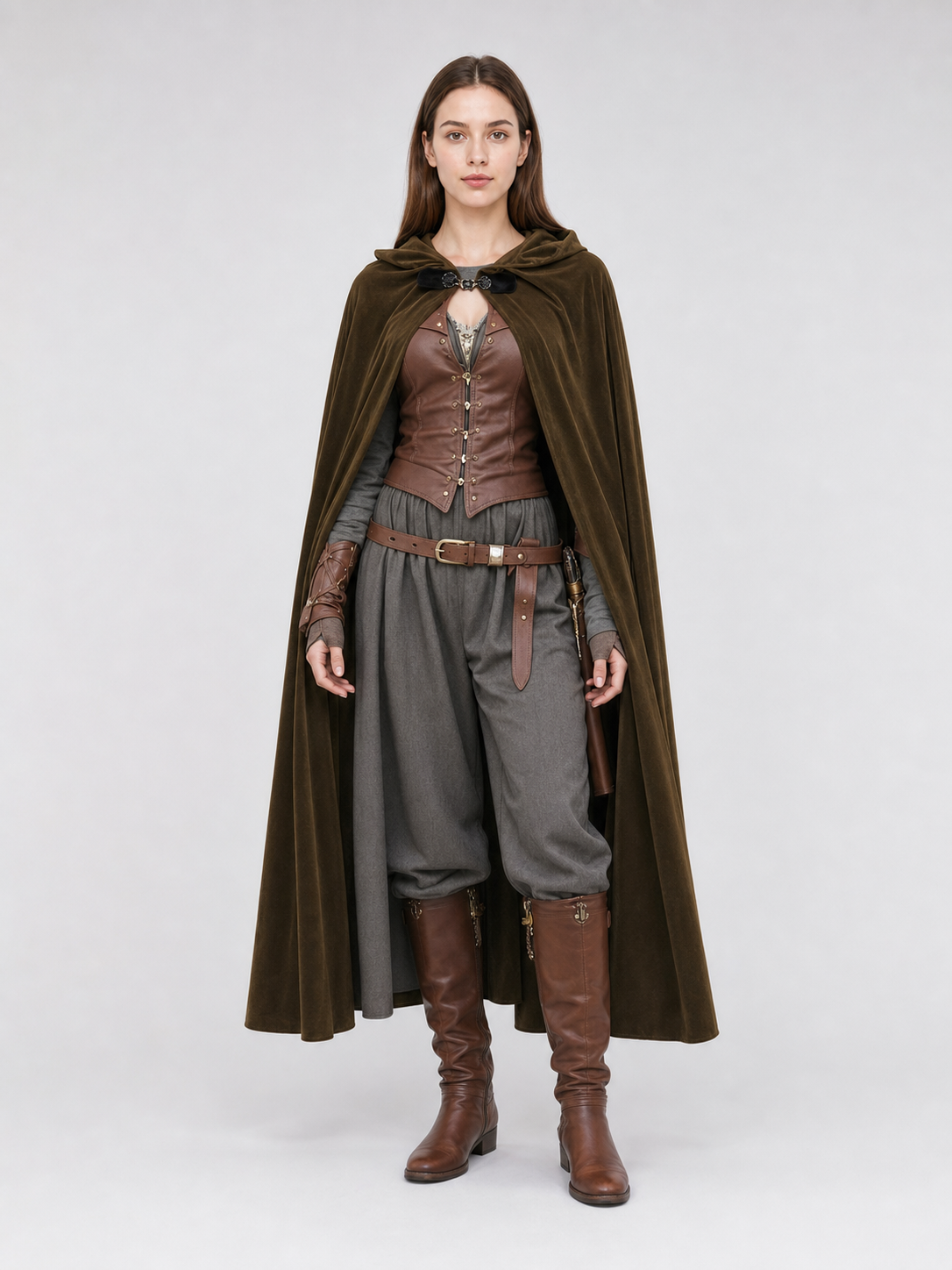 Brown Hooded Costume Cape