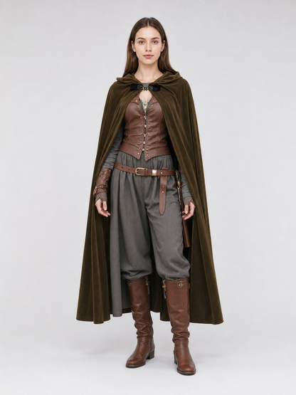 Brown Hooded Costume Cape