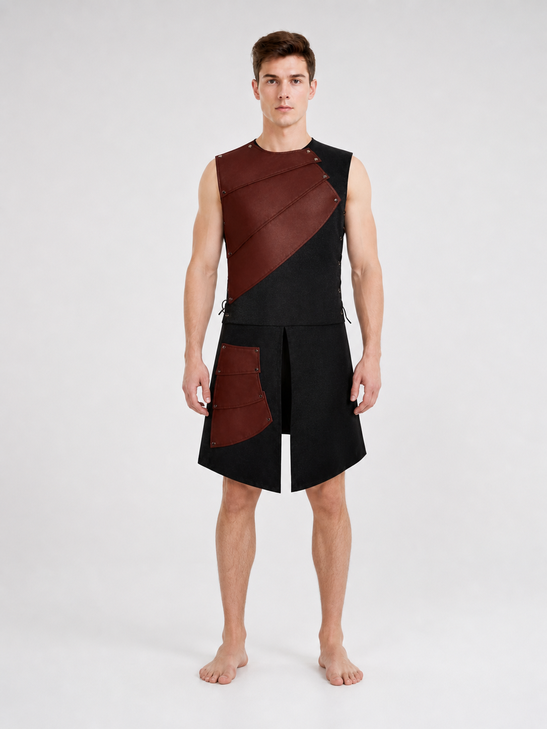 Sleeveless Dress with Asymmetrical Inserts