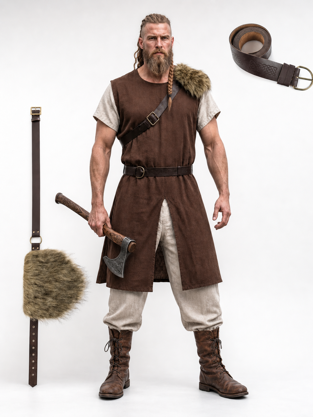 Long Brown Sleeveless Vest Tunic