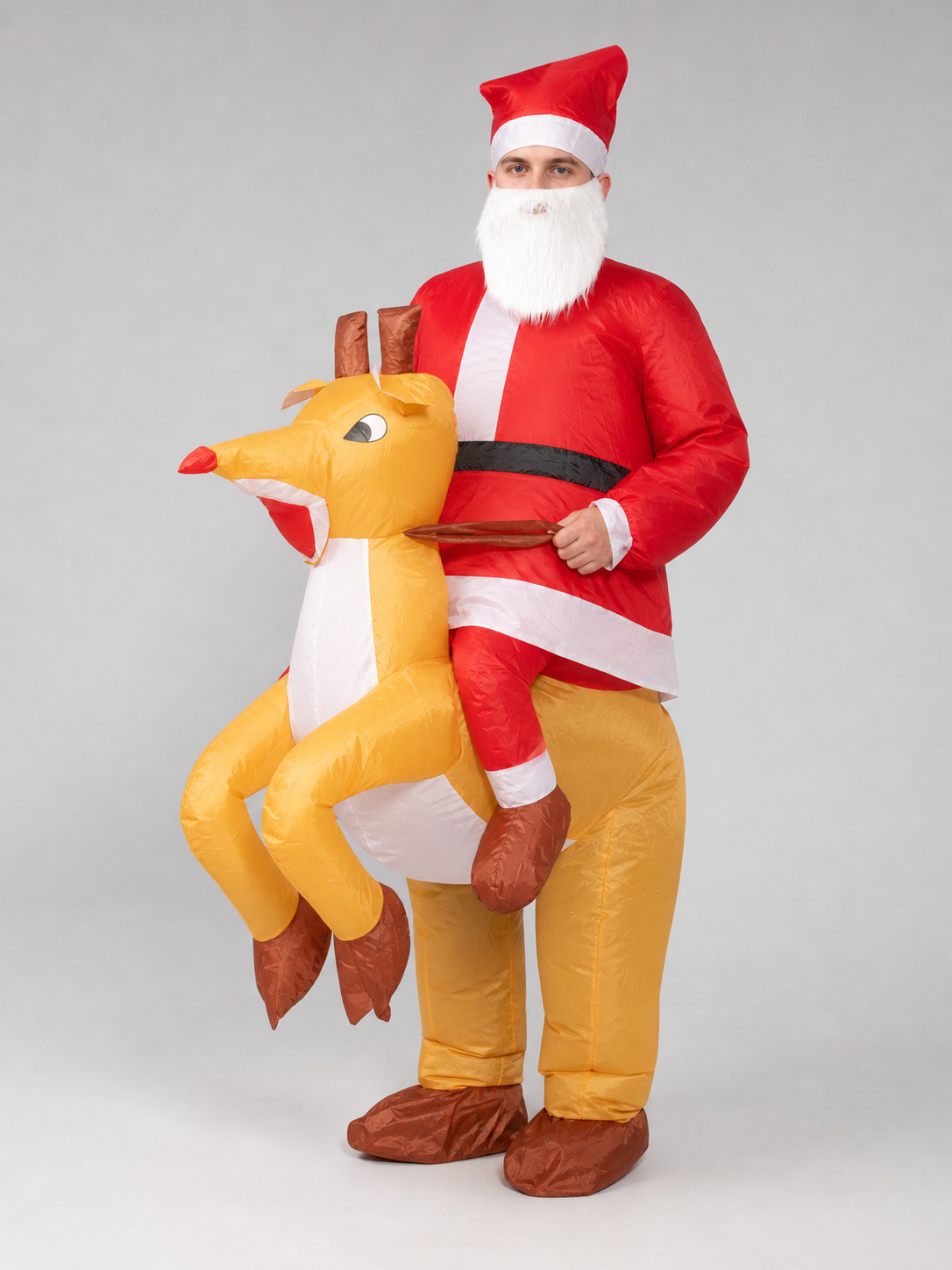 Inflatable Deer Costume with Santa Hat and Beard