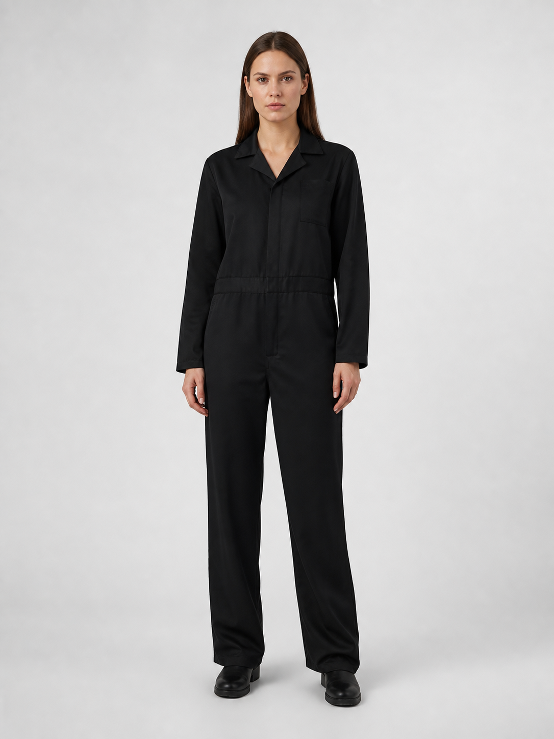 Miles Black Long-Sleeve Jumpsuit