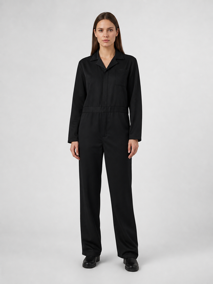 Miles Black Long-Sleeve Jumpsuit