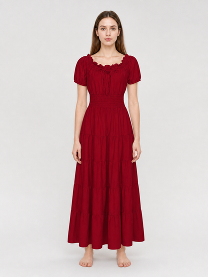Burgundy Renaissance-Style Maxi Dress