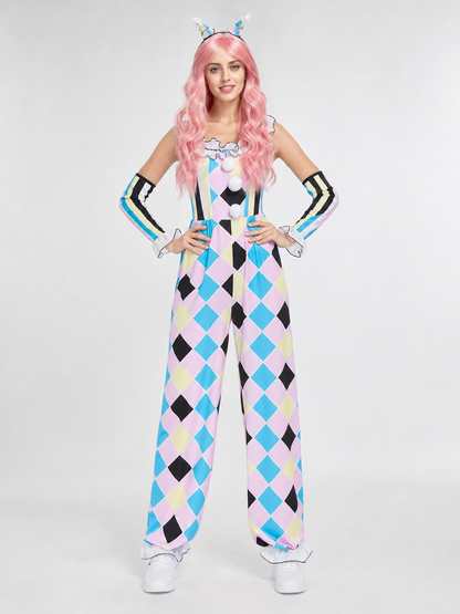 Harlequin clown carnival costume, jumpsuit