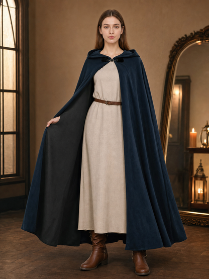 Dark Blue Hooded Costume Cloak