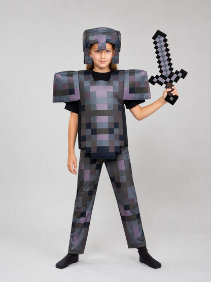 Pixel Cosplay Costume with Helmet and Sword