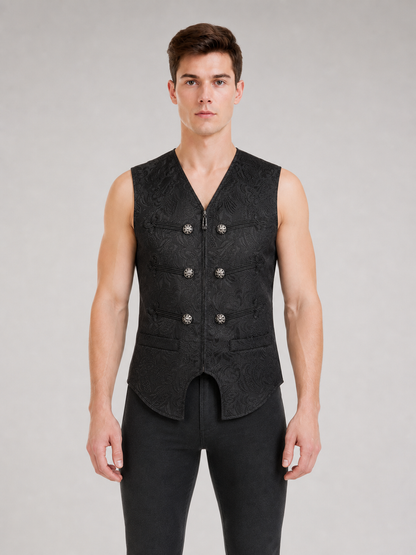 Costume Sleeveless Vest with Jacquard Pattern