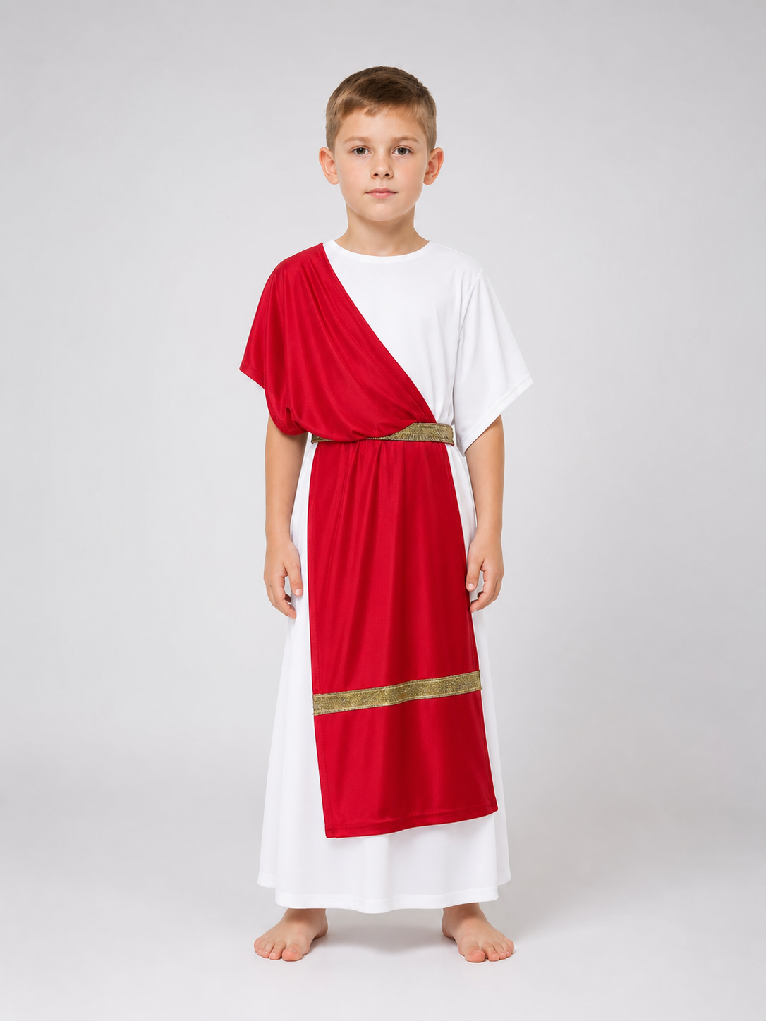 Ancient Greek-Style Costume with Red Draping