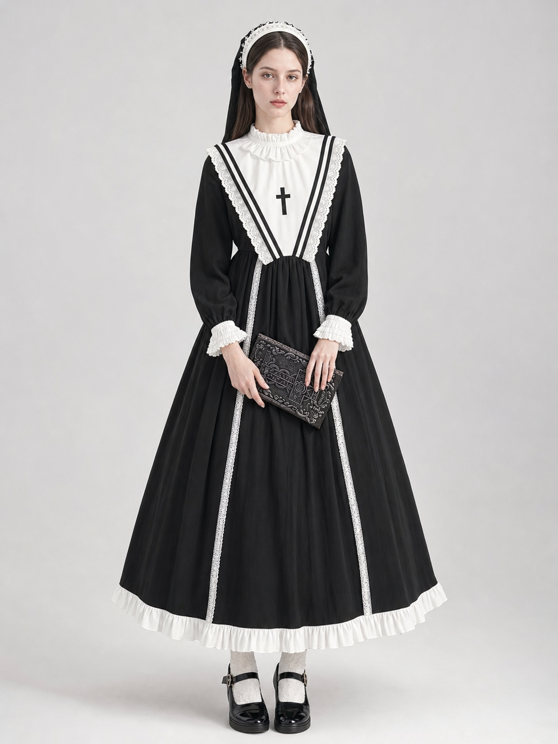 Nun Costume with Veil and Dress