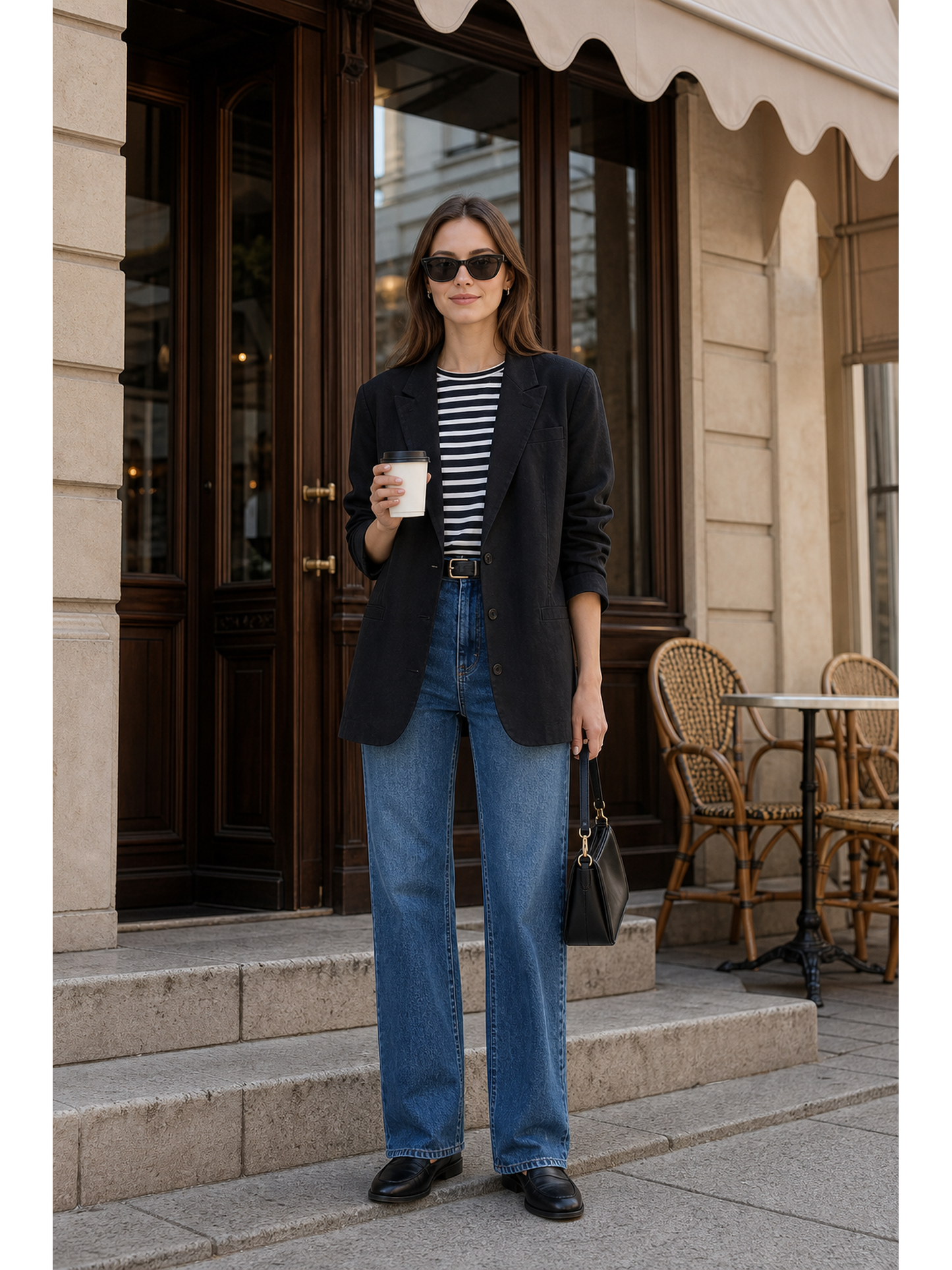 Women's black oversized blazer with lapels