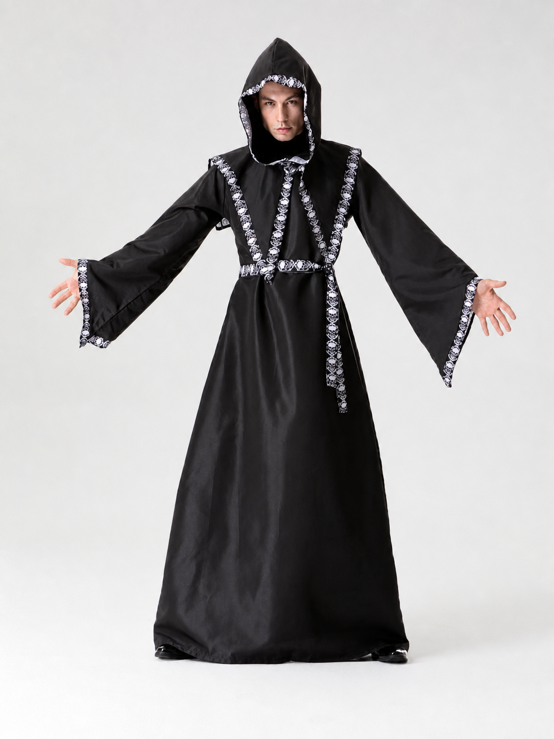 Carnival costume: long hooded robe with belt