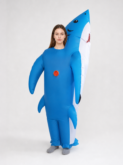 Blue Inflatable Shark Costume, One Size
