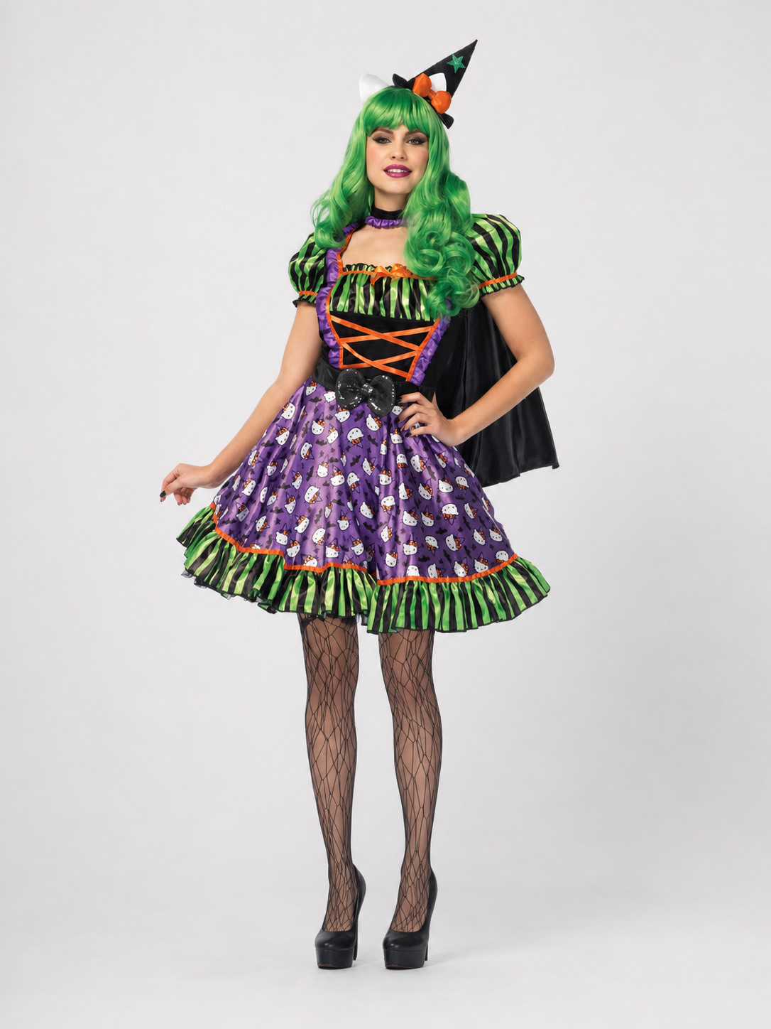 Carnival Clown Costume with Dress and Cape