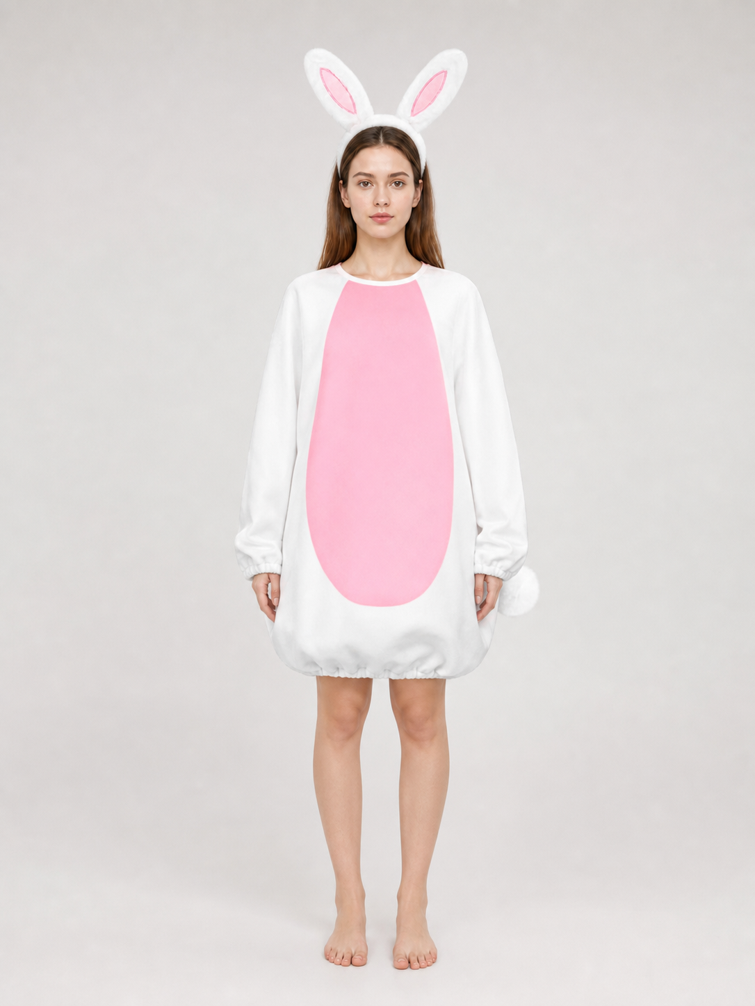 Rabbit Costume with Ears, Tail, and Pink Panel