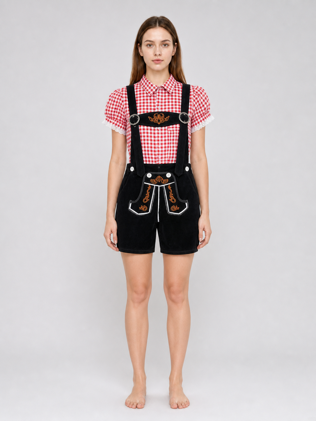 Oktoberfest-style costume: shirt and shorts