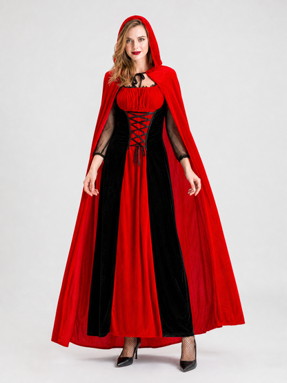 Little Red Riding Hood Costume with Hooded Cape and Dress