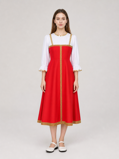 Russian Folk Costume Dress with Hat