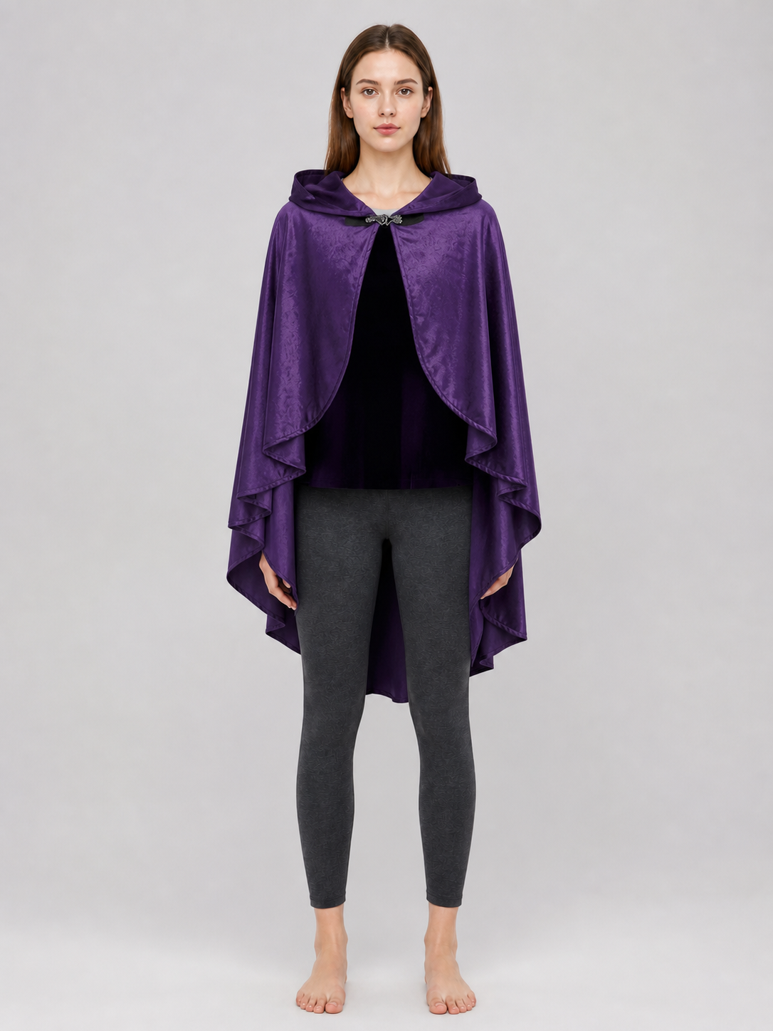 Purple Hooded Medieval Costume Cloak