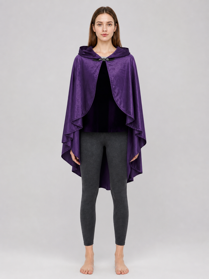 Purple Hooded Medieval Costume Cloak
