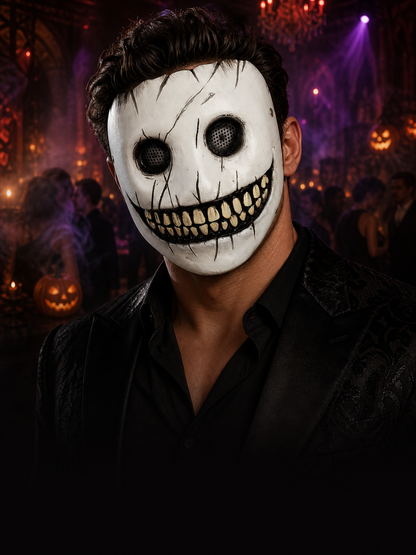 1pc Halloween Grinning Full-Face Foam Mask with Wide Toothy Smile for Cosplay Party