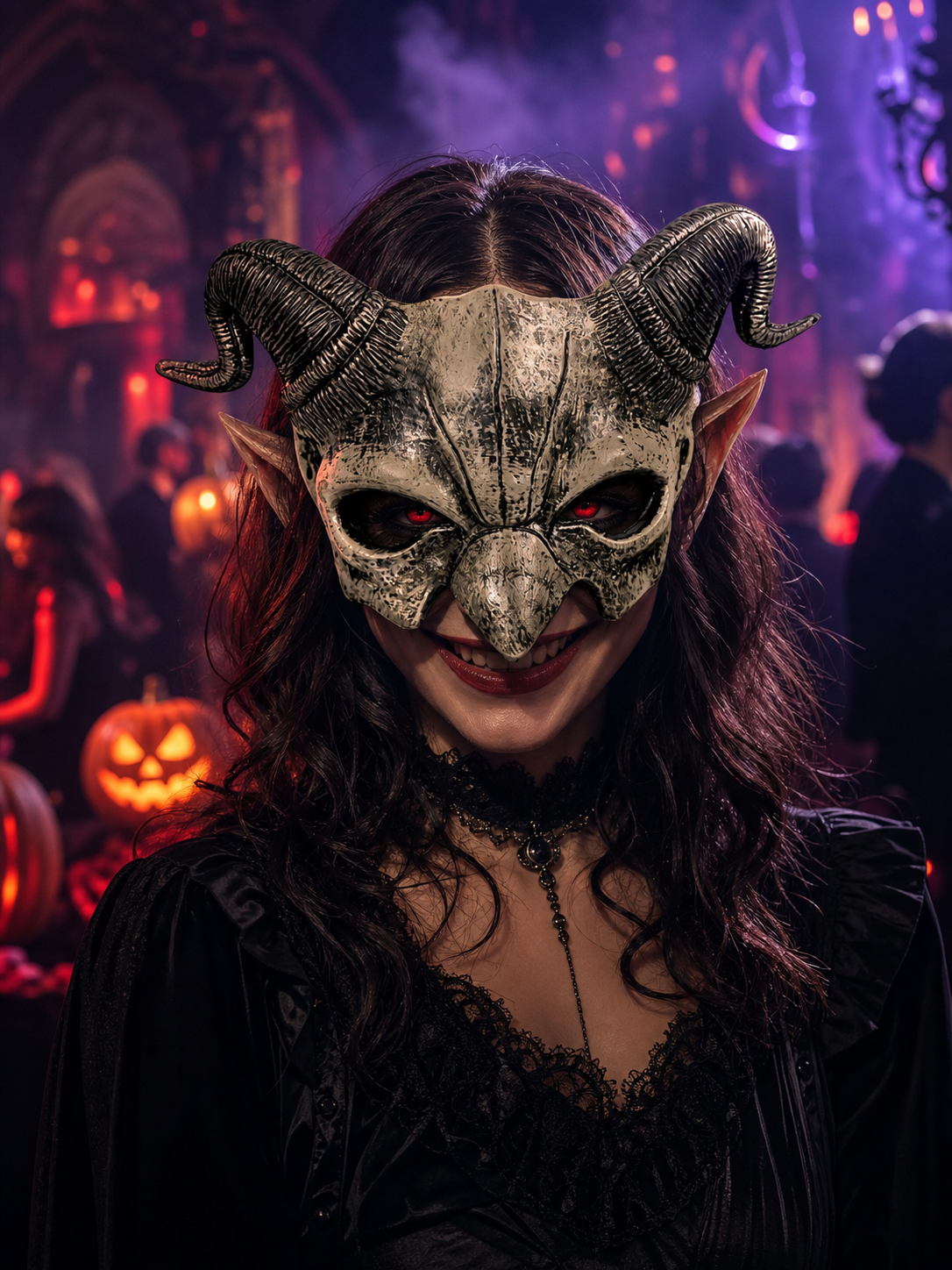 Demonic Half Mask for Halloween, Cosplay, and Photo Shoots