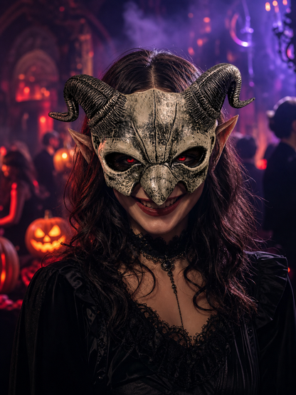 Demonic Half Mask for Halloween, Cosplay, and Photo Shoots