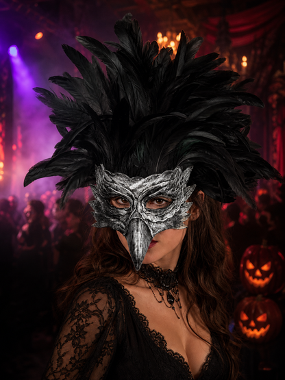 Carnival Eagle Mask with Black Feathers
