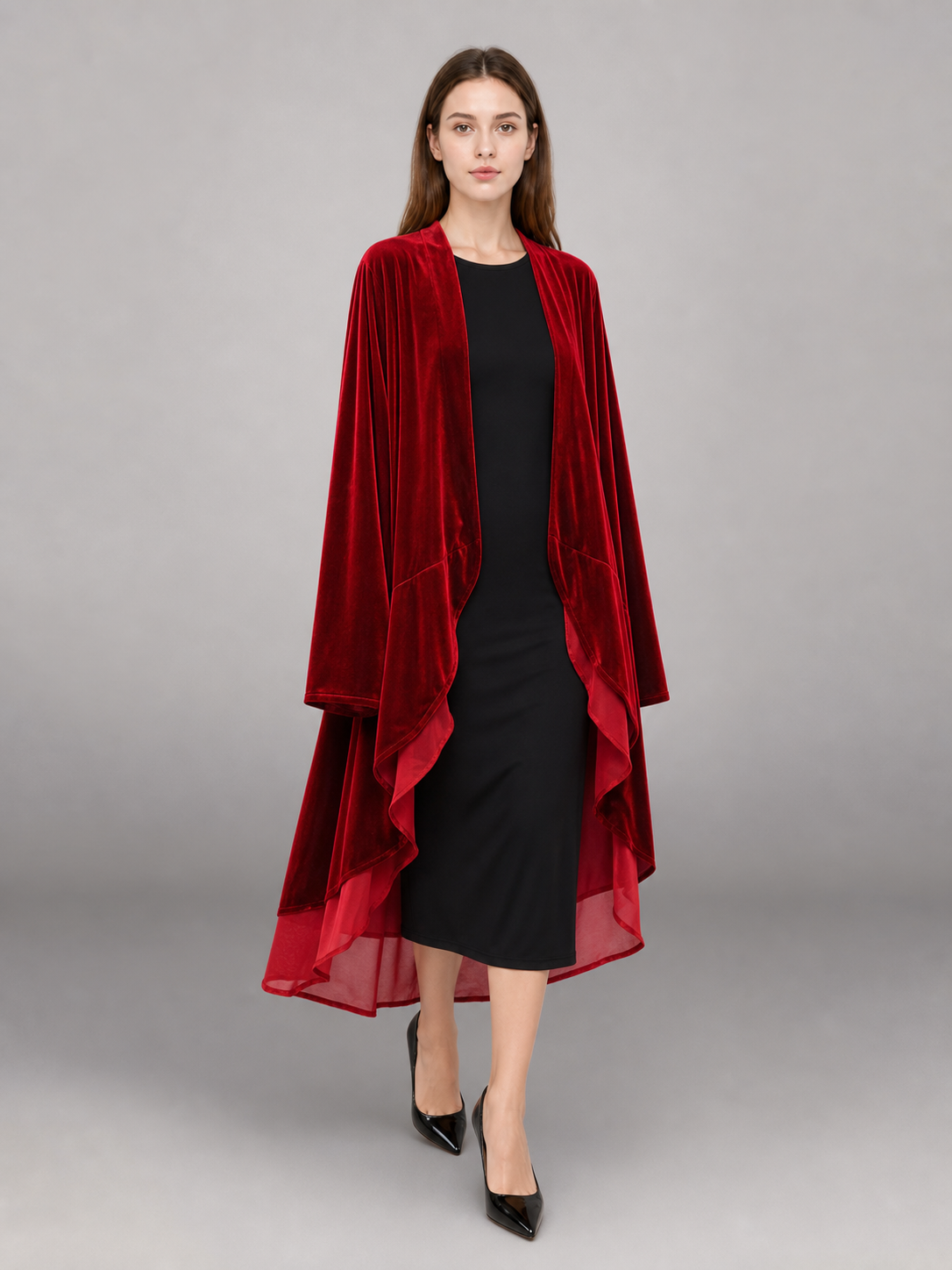 Red carnival cape with long sleeves