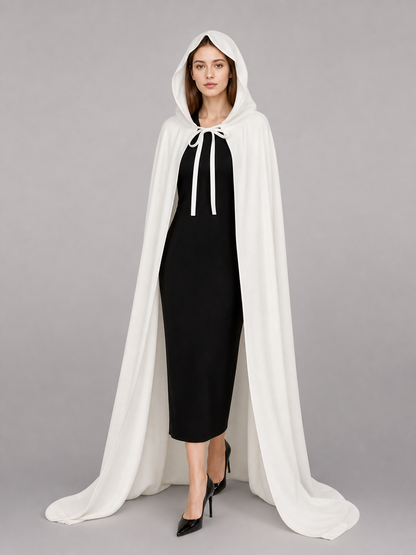Long White Hooded Carnival Cape