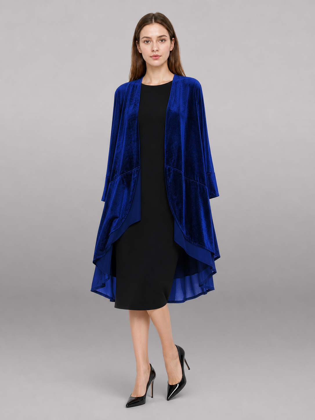 Long dark navy stage cloak