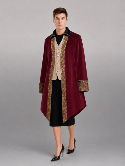 Burgundy Victorian-Style Costume Cloak