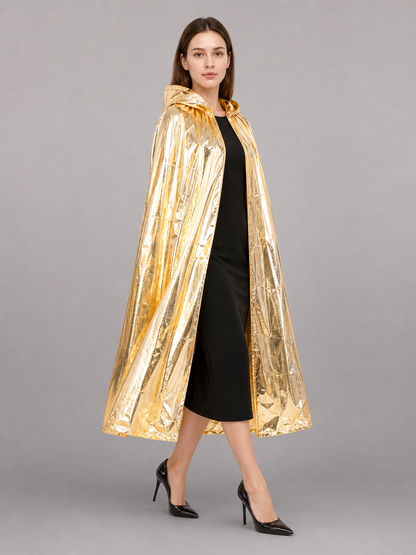 Golden Hooded Carnival Cloak for Stage