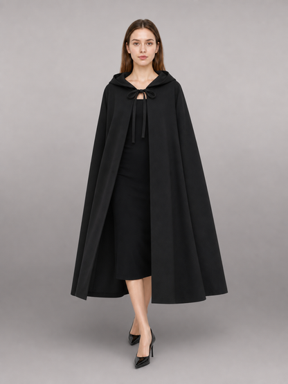 Long black hooded costume cape