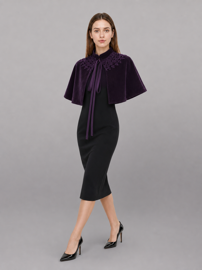 Purple Carnival Cape with a High Collar