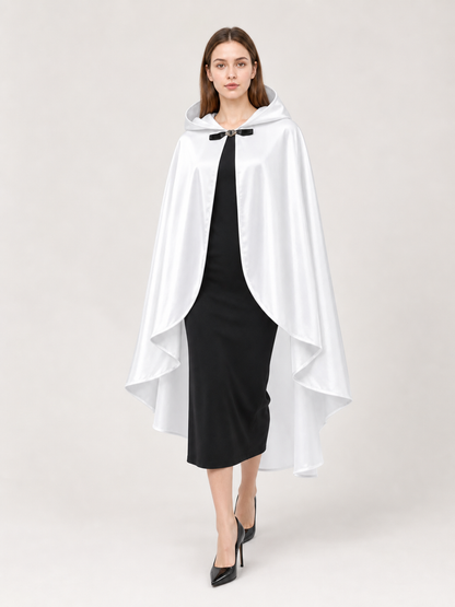 White Hooded Costume Cloak, Flowing Silhouette