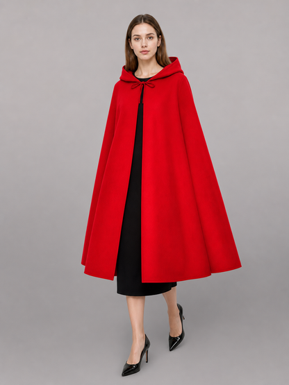 Long red hooded carnival cloak