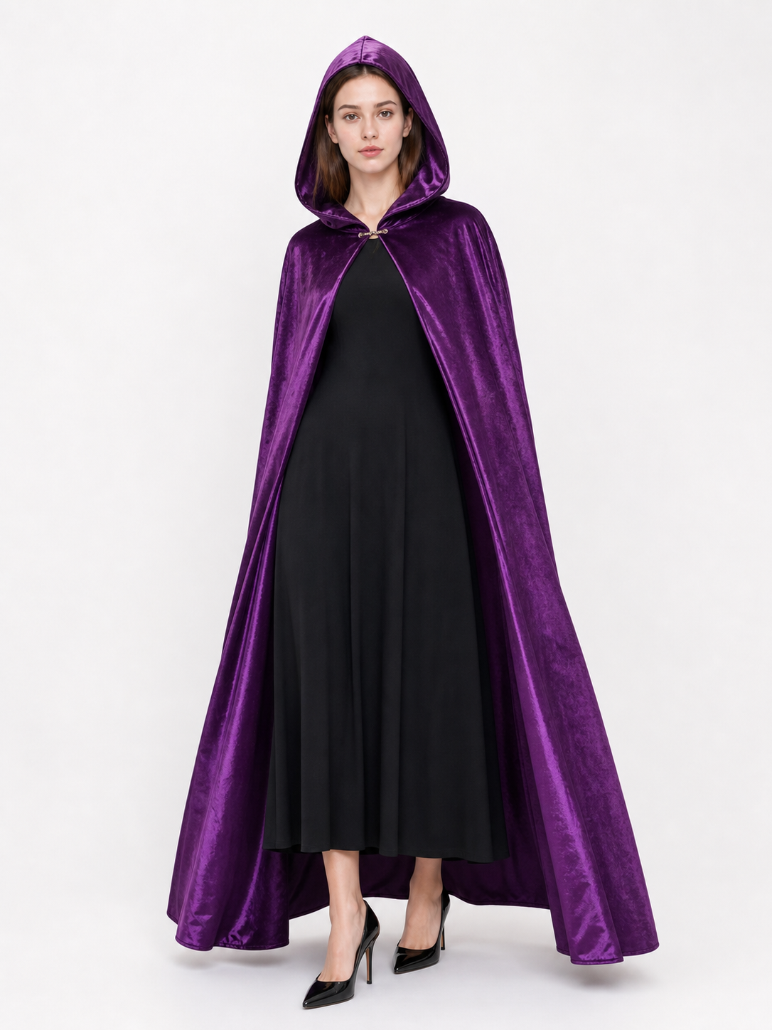 Purple Hooded Costume Cloak