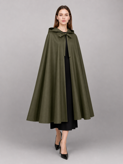 Dark Olive Hooded Costume Cape
