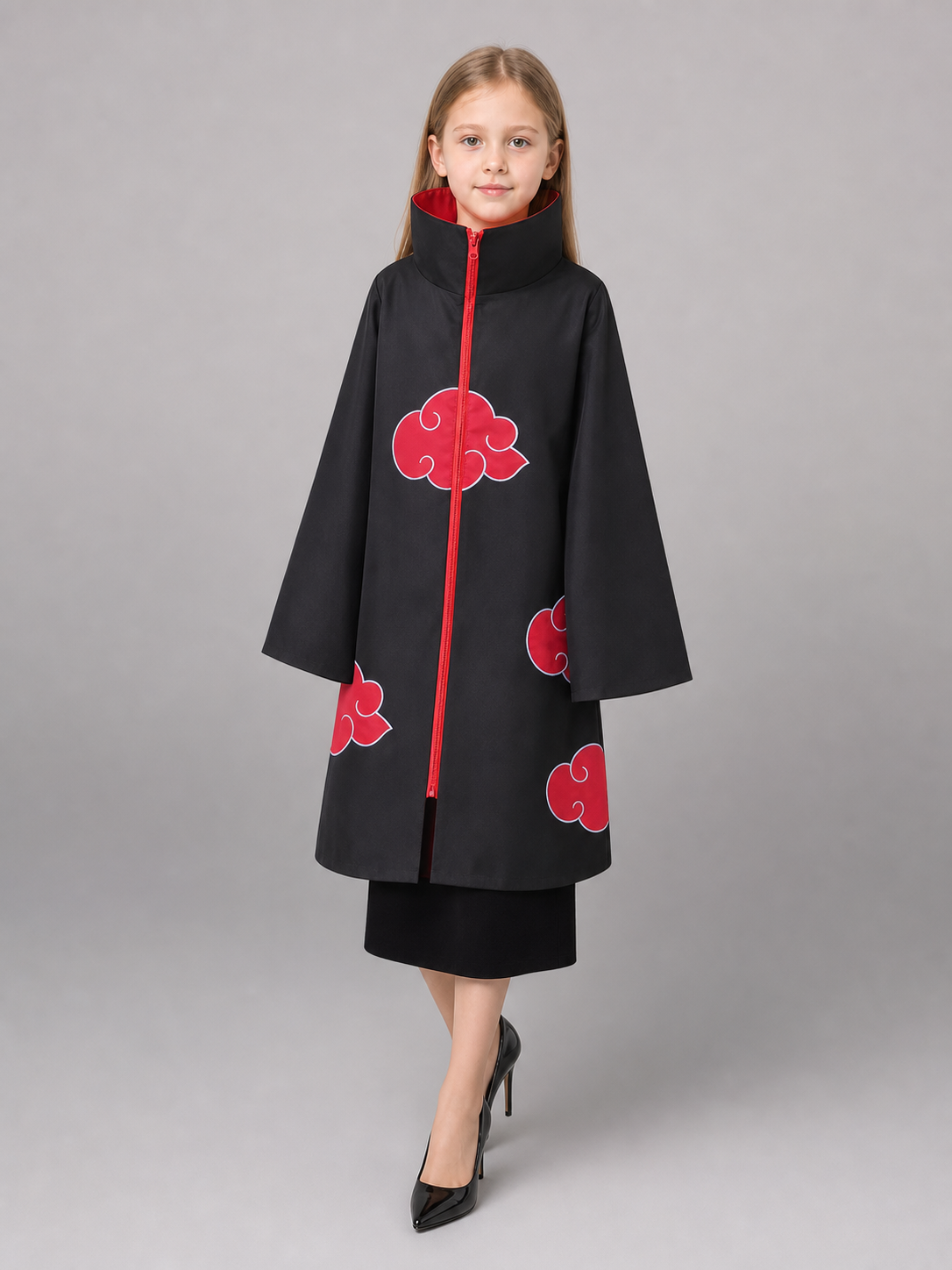 Black Cloak with Red Clouds for Cosplay