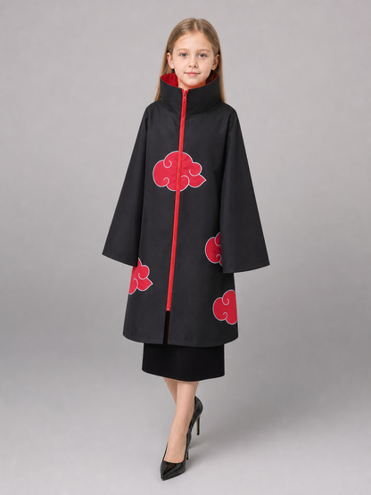 Black Cloak with Red Clouds for Cosplay