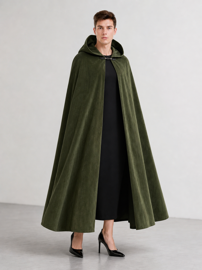 Long Green Hooded Costume Cloak