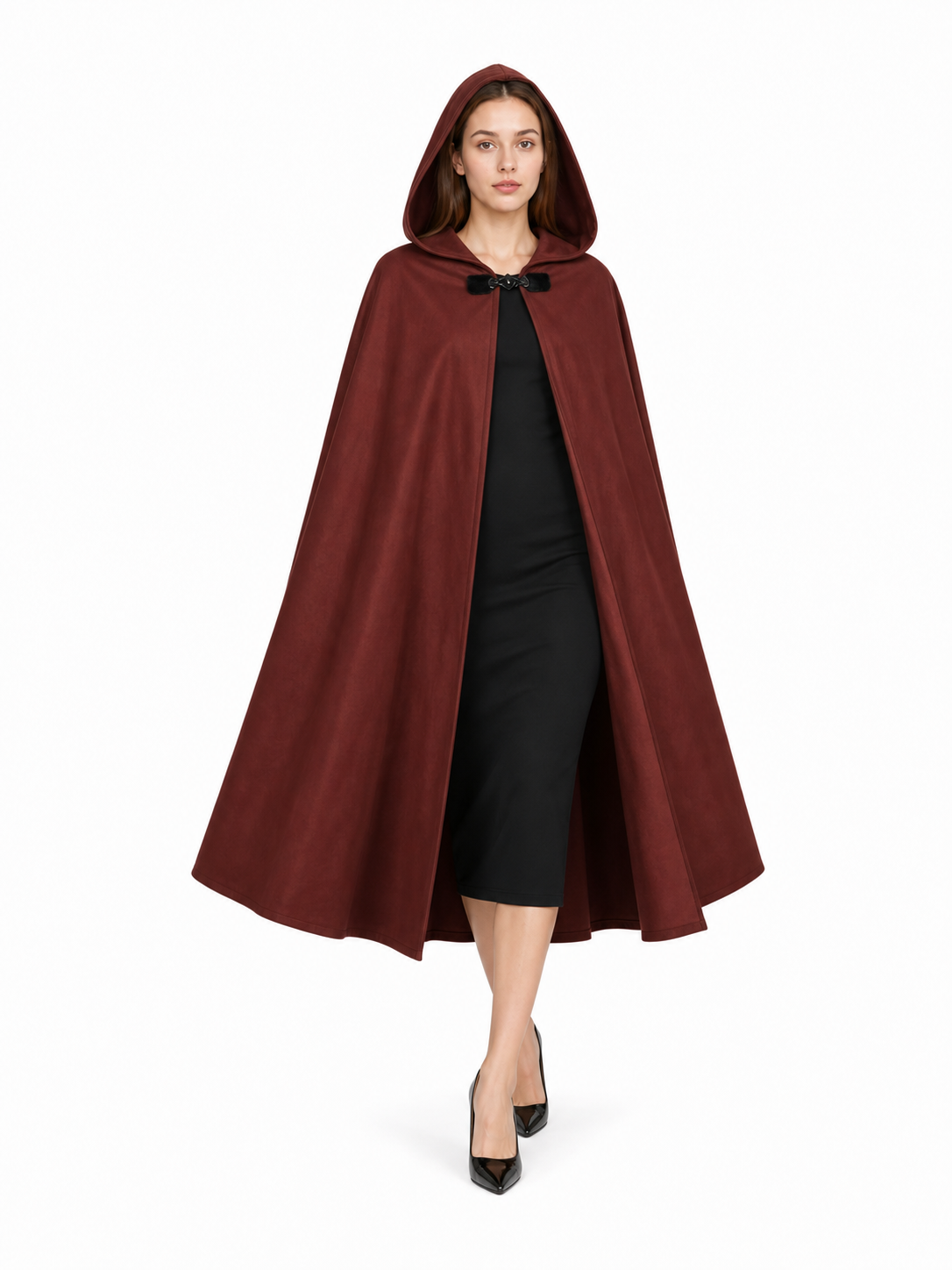 Burgundy Hooded Carnival Cloak for Cosplay