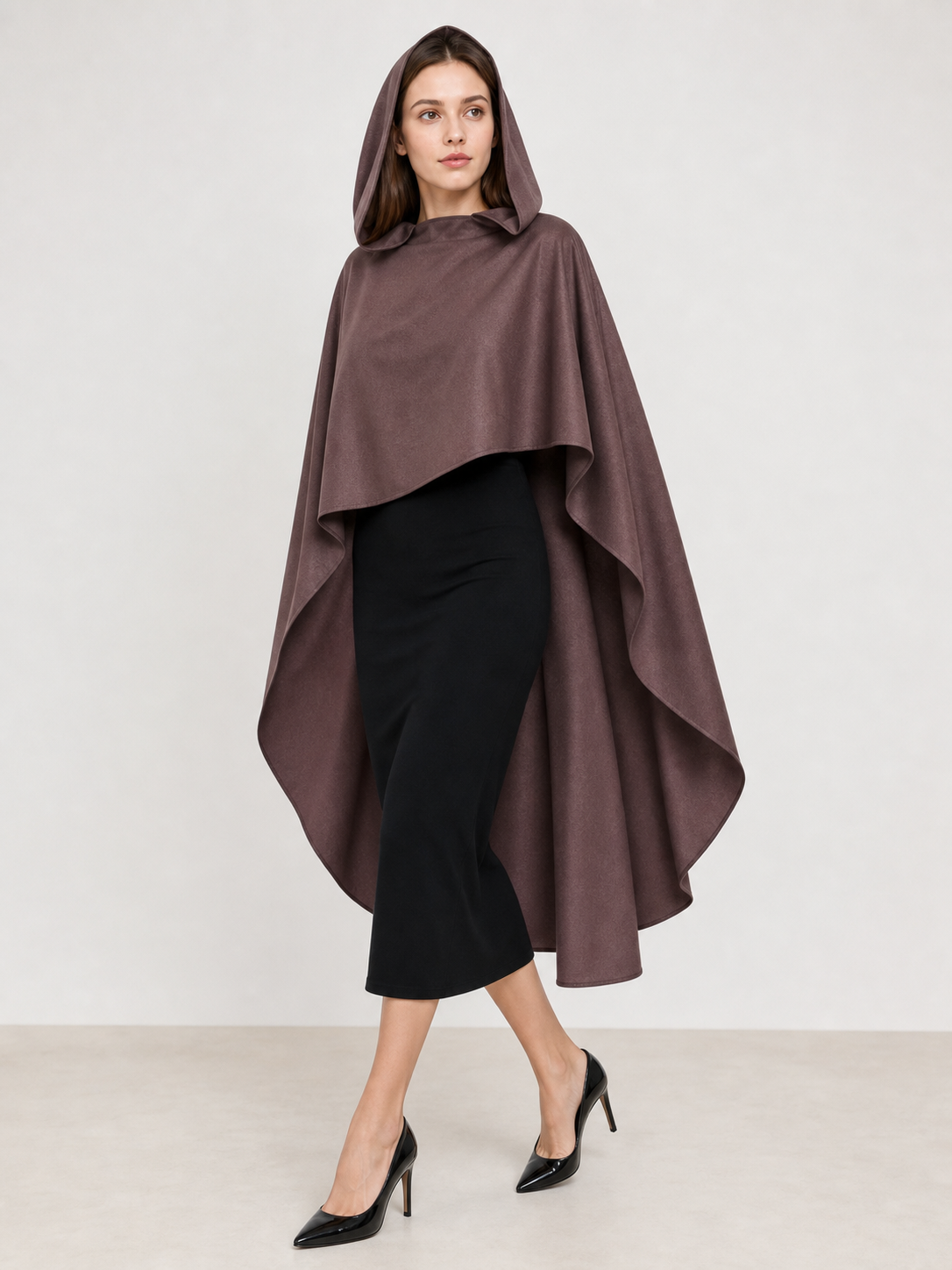 Dark Brown Hooded Carnival Cloak