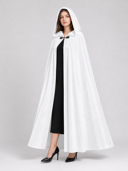Long White Hooded Carnival Cloak