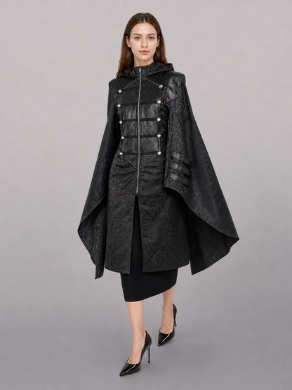 Black gothic hooded carnival cloak